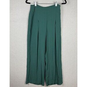 Reformation Wide Leg Pants Sz 6 Green High Waist Trousers Pleated Flowy Business